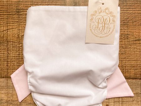 The Beaufort Bonnet Company White with Pink Bow Diaper Cover NWT- Size 12-18M Cheap