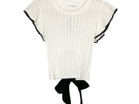 Vestique White Open Knit with Back Cut Out and Black Tie Mandy Top NWT- Size S Fashion