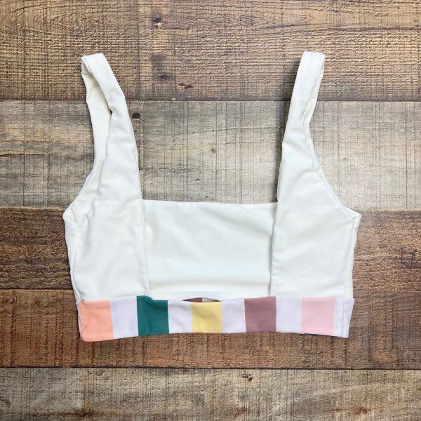 Tularosa Cream Color Block Trim Bikini Top- Size S Cheap