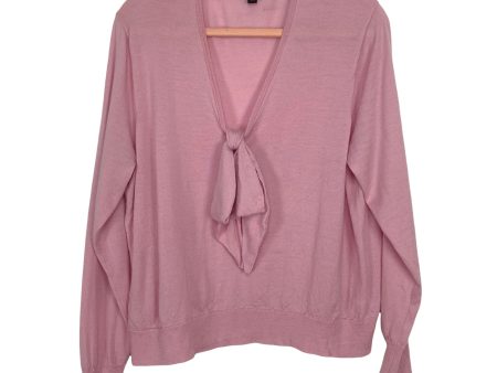 J.Crew Soft Pink Merino Wool Scoop Neck with Tie Long Sleeve Top- Size XL Fashion