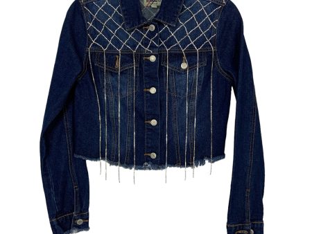 Denim Blvd Rhinestone Fringe Denim Jacket- Size S Cheap