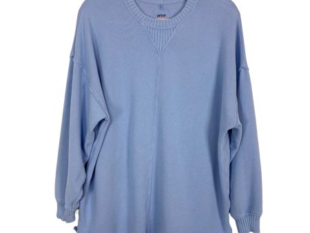 Aerie Blue Distressed Raw Hem Sweatshirt- Size XS Sale